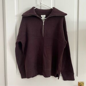 NWT Tweeds Chocolate Jonny Collar Quarter Zip Women’s Sweater